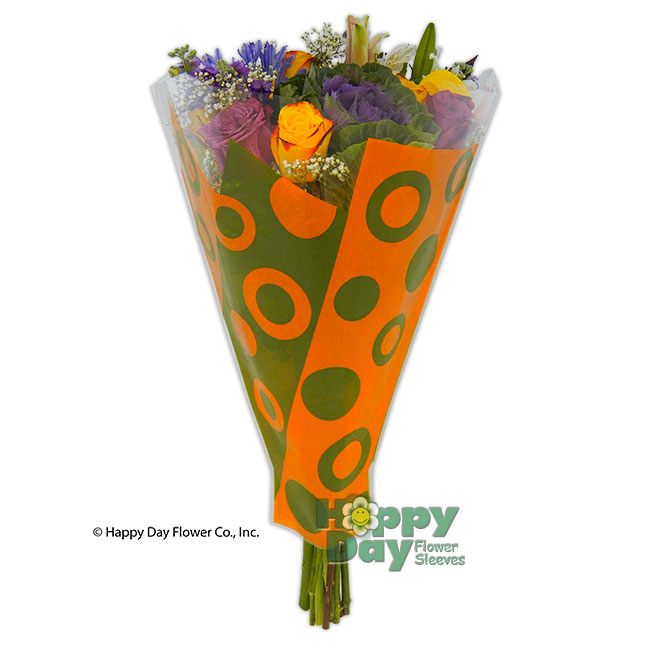 7338-7-Circles Orange Olive with Flower