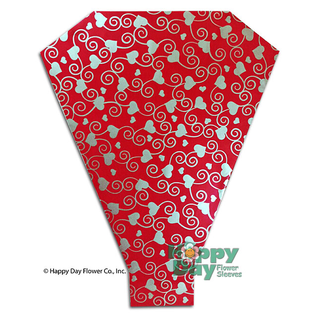 9723-Heart Scroll Red with Silver