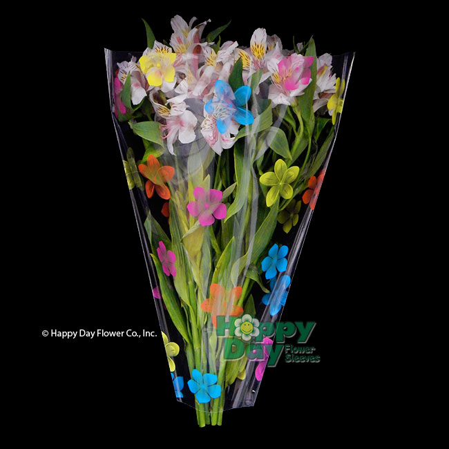 7645-9-Petals-Orange, Teal, Pink,Yellow 16 inch with flowers
