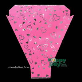 NEW Silver Foil Hearts on Hot Pink Flower Sleeve