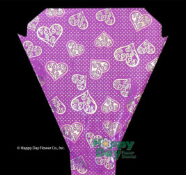Curly Hearts Purple with Silver Foil Flower Sleeve