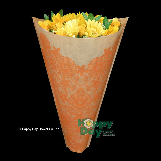 3493-7-Kraft Paper Lace Orange with Flowers