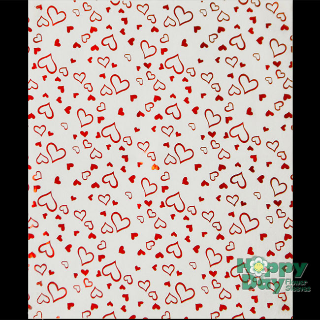 6692-5-Fiber Wrap White with Red-Metal Hearts Sheet