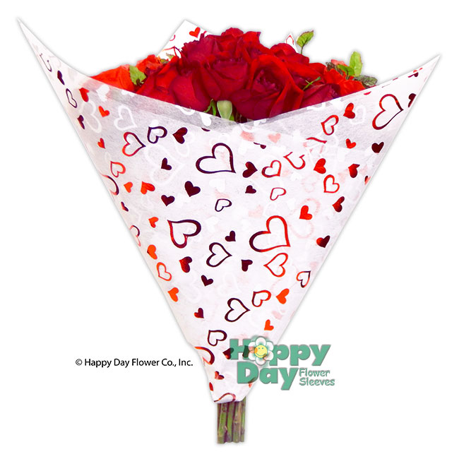 6692-0-Fiberwrap White with-Red-Metal Hearts Sheet with Flowers