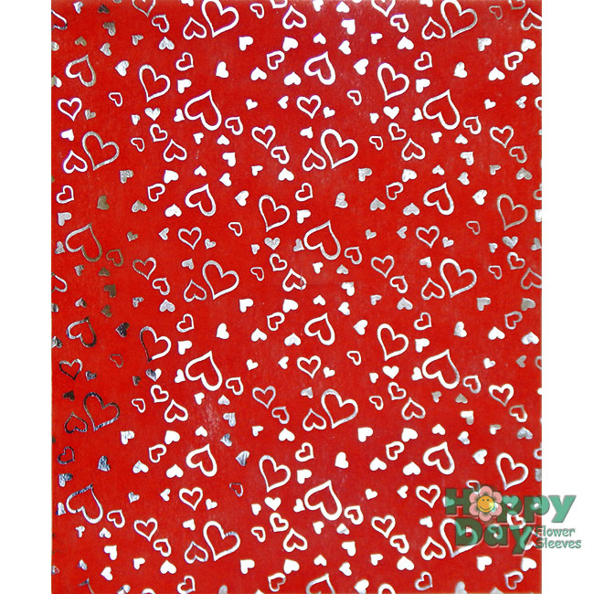 6692-5-Fiber Wrap Red with-Silver-Metal Hearts Sheet