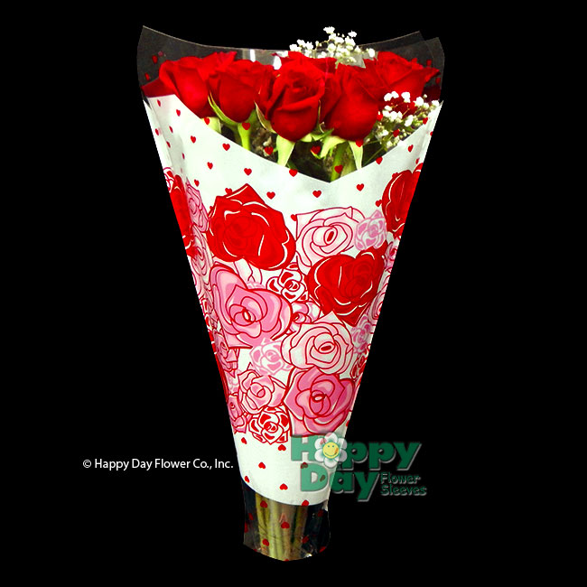 #6935-5-Rose Heart Red - flowersleeves.com-Flower sleeves wraps & rolls ...