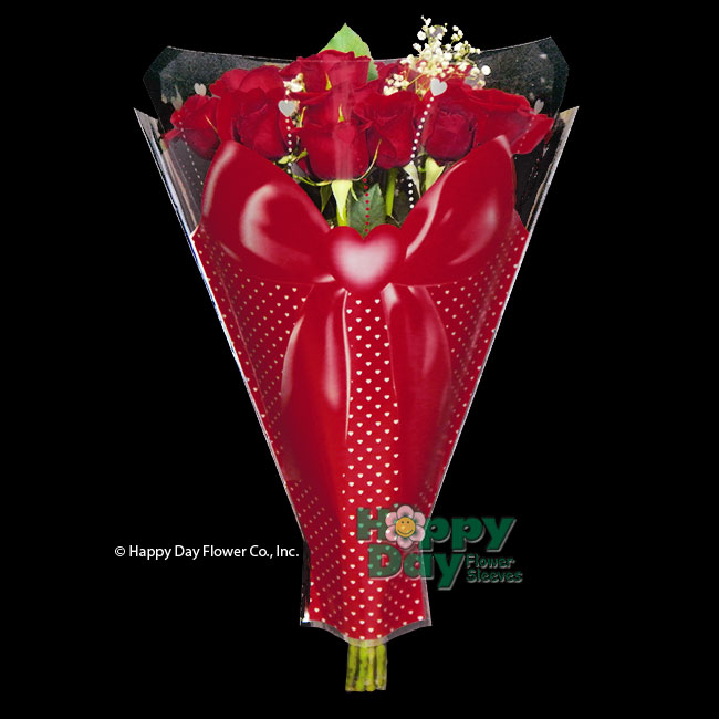 6943-5-Heart Bow Red with Flowers