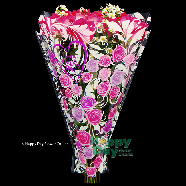 7007-6-Mas Roses Purple & Pink (Transparent) with Flowers