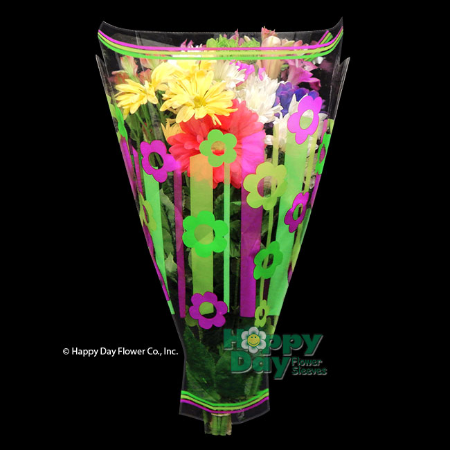 9312-1-Linear Purple, Lime, Green with Flowers