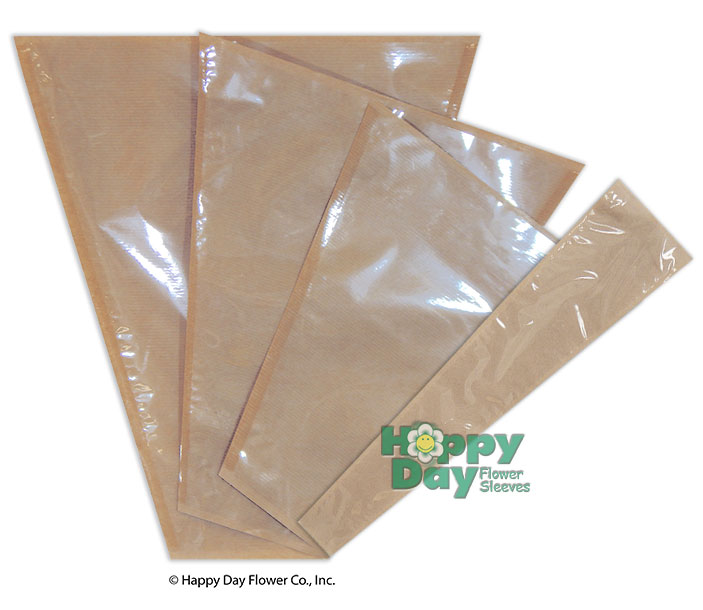 Natural Kraft Paper Back with Clear BOPP Front Sleeves -  -Flower sleeves wraps & rolls-Wholesale floral packaging &  supplies
